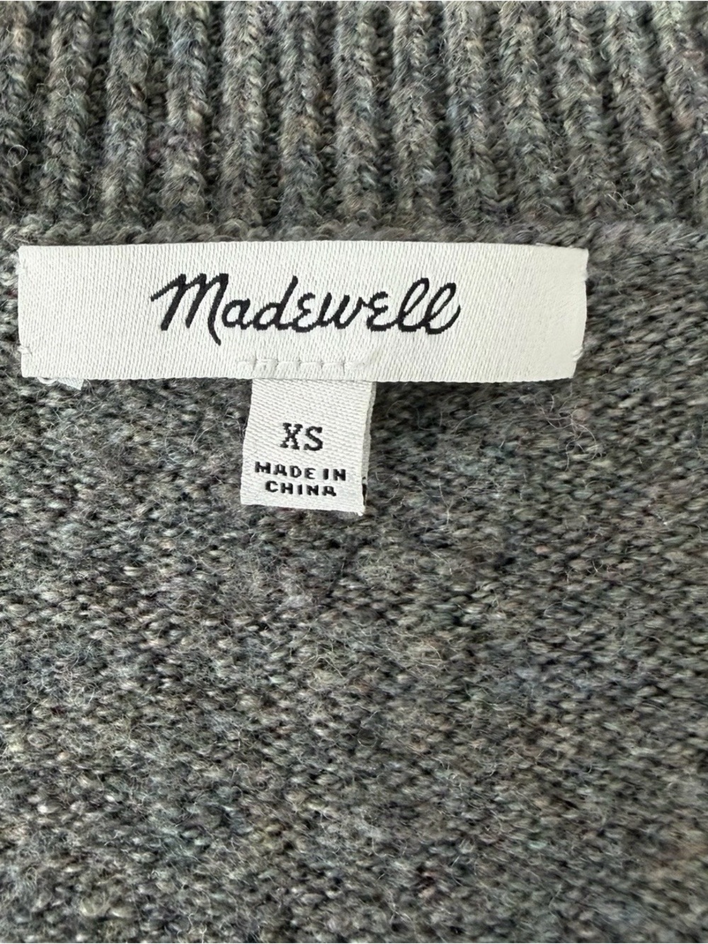 Madewell Gray Cardigan Sweater XS Wool Blend Button Front Womens V Neck - Picture 4 of 7